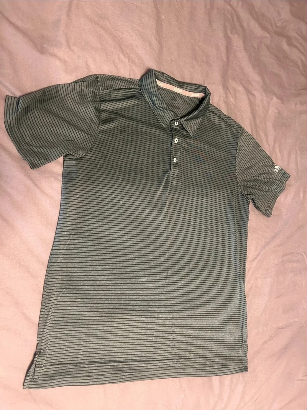 Adidas Men’s Green Striped Polo Shirt 0552